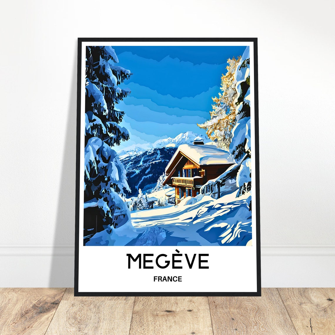 Megeve Travel Print Megeve Poster French Art Print France Lover Gift Wall Hanging Art Home Office Decor Megeve Town Illustration