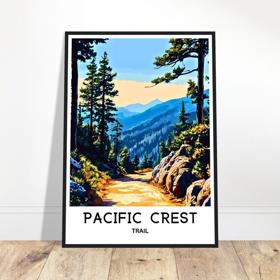 Pacific Crest Trail Travel Print Poster Art America Lover Gift Wall Hanging Illustration