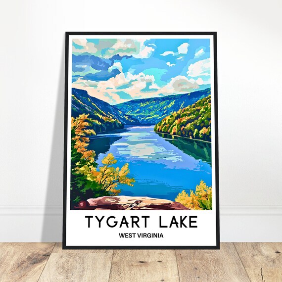 Tygart Lake State Park Travel Print Poster Art West Virginia Lover Gift Wall Hanging Illustration