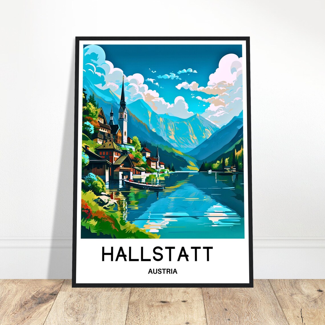 Hallstatt Austria Village Reflections on a Mountain Lake Poster