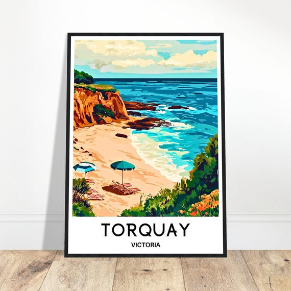Torquay Travel Print Poster Australian Art Australia Lover Gift Wall Hanging Home Office Desk Decor Illustration