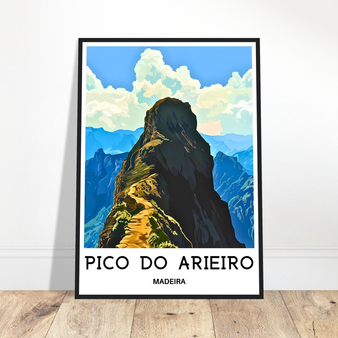 Pico do Arieiro Madeira Portugal Mountain Ridge Hike Travel Poster