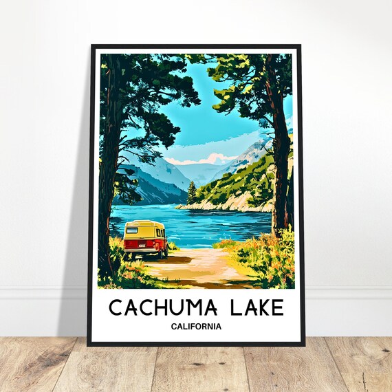 Cachuma Lake Travel Print Poster Art Lover Gift Wall Hanging Home Decor Illustration