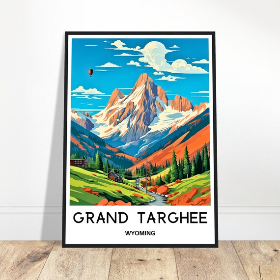 Grand Targhee Wyoming Travel Poster Snow Peak Ski Mountain Resort