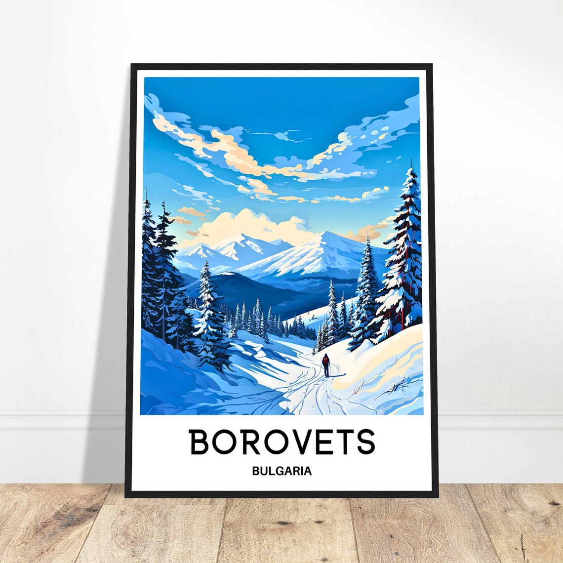 Borovets Bulgaria Snowy Pine Forest Mountain Ski Slope Travel Poster