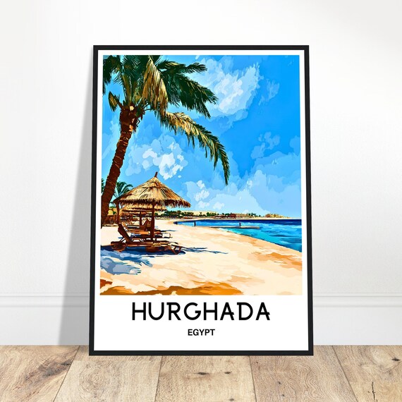 Hurghada Travel Print Hurghada Poster Egyptian Art Print Egypt Lover Gift Wall Hanging Art Home Office Desk Decor Hurghada Illustration