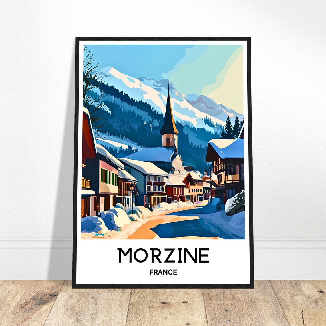 Morzine Travel Print Morzine Poster French Art Print France Lover Gift Wall Hanging Art Home Office Desk Decor Morzine Village Illustration
