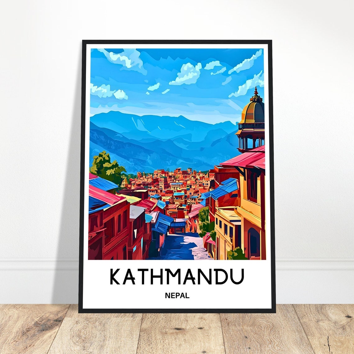 Kathmandu Nepal Cityscape With Himalaya Mountain View Poster