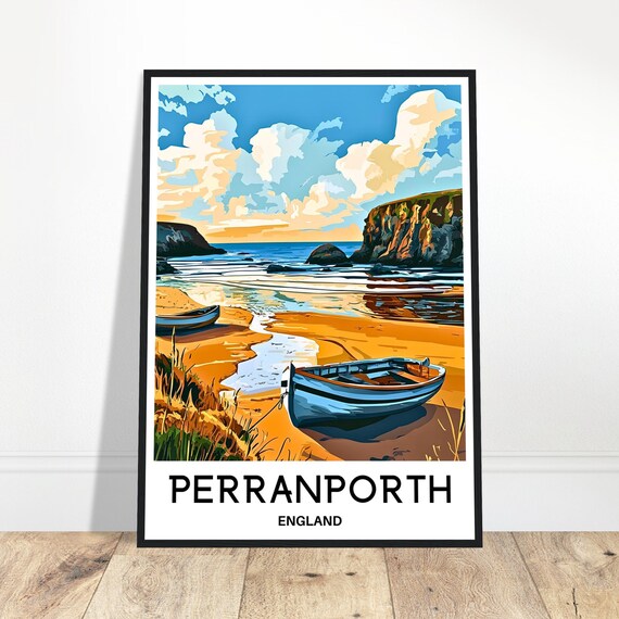 Perranporth Travel Print Poster English Art England Lover Gift Wall Hanging Home Office Decor Illustration