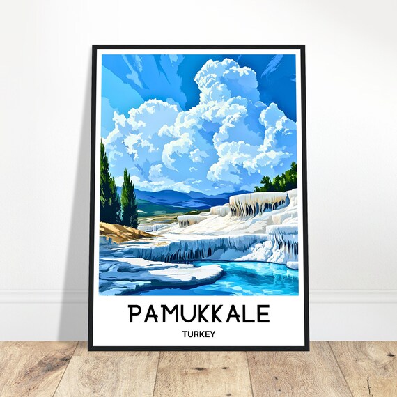 Pamukkale Travel Print Poster Turkish Art Turkey Lover Gift Wall Hanging Illustration Home Office Decor