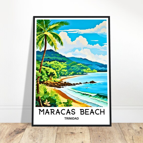 Maracas Beach Trinidad Caribbean Palm Coast Travel Art Poster