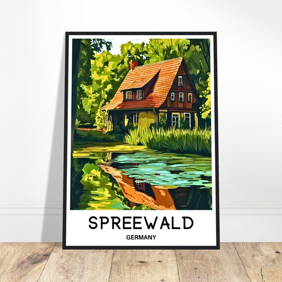 Spreewald Travel Print Poster German Art Germany Lover Gift Wall Hanging Home Office Decor Region Illustration