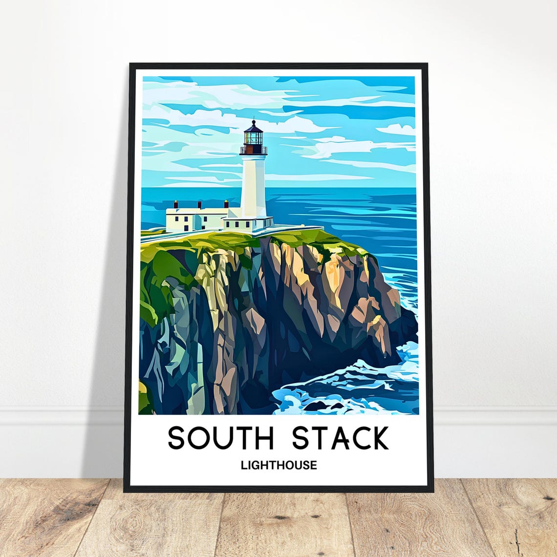 South Stack Lighthouse Wales Rocky Cliffs Coastal Travel Poster