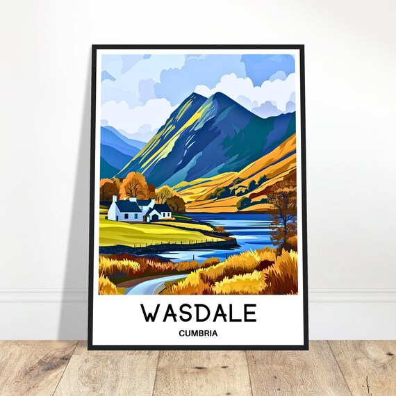 Wasdale Travel Print Poster English Art England Lover Gift Wall Hanging Valley Illustration Home Office Decor