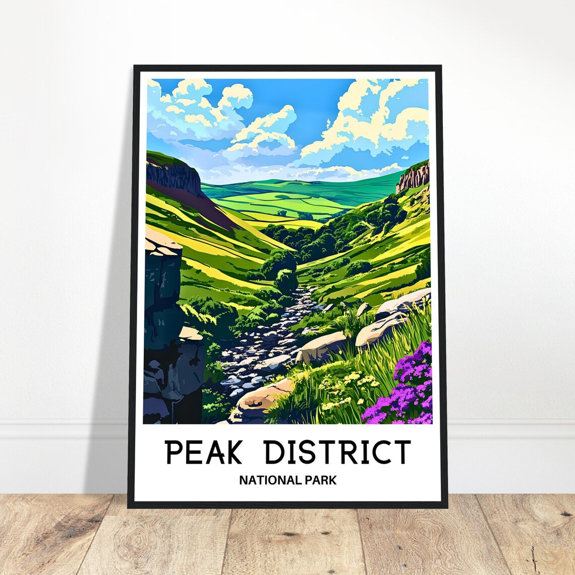 Peak District National Park Rolling Green Valley Travel Poster