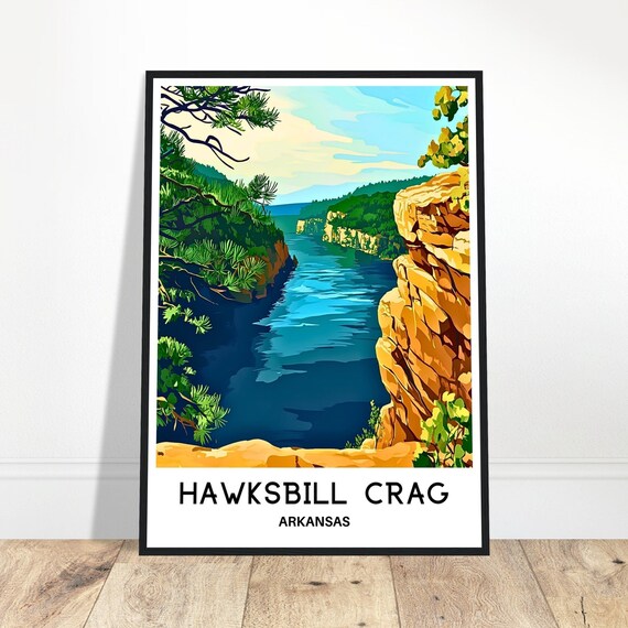 Hawksbill Crag Travel Print Whitaker Point Poster Art Arkansas Lover Gift Wall Hanging Illustration Home Office Decor