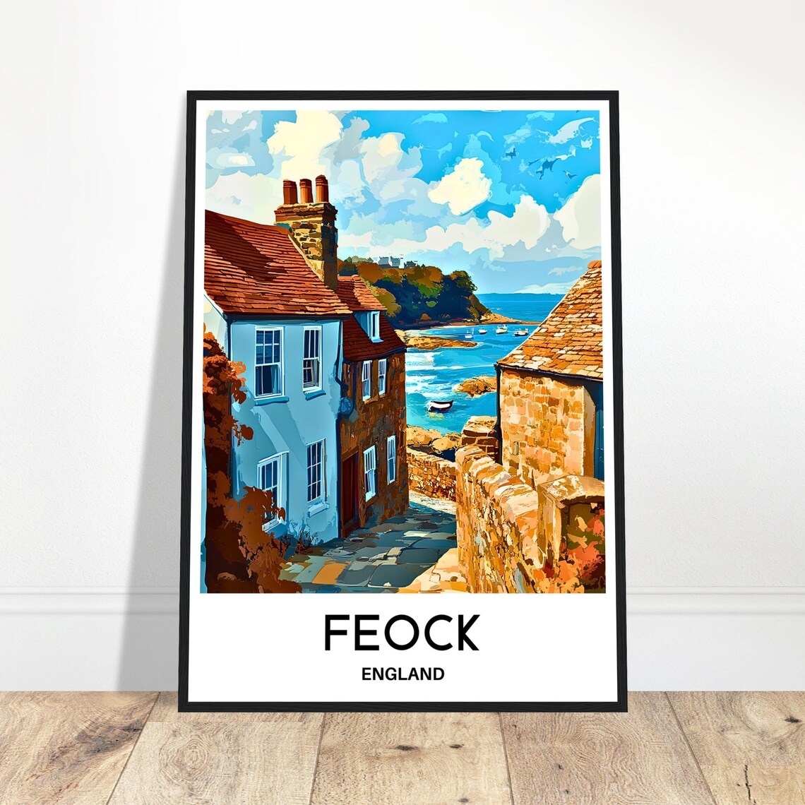 Feock England Coastal Village Seaside Cottages Travel Poster