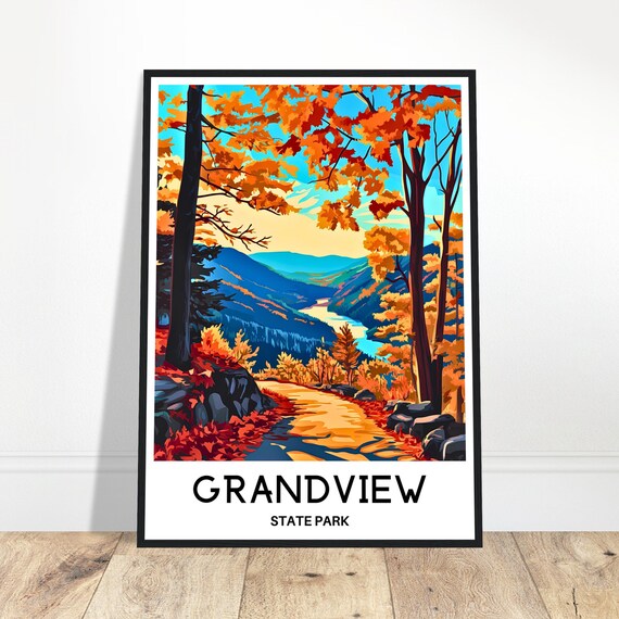 Grandview State Park Travel Print Poster Art West Virginia Lover Gift Wall Hanging Illustration