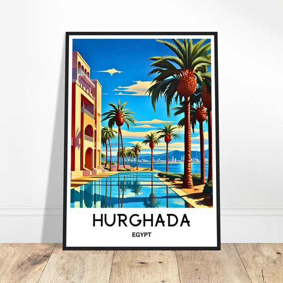 Hurghada Travel Print Hurghada Poster Egyptian Art Print Egypt Lover Gift Wall Hanging Art Home Office Desk Decor Hurghada Illustration