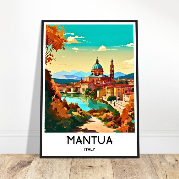Mantua Travel Print Poster Italian Art Italy Lover Gift Wall Hanging Home Office Decor City Illustration