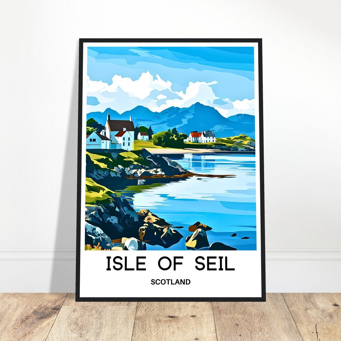 Isle Of Seil Travel Print Isle Of Seil Poster Scottish Art Print Scotland Lover Gift Wall Hanging Isle Of Seil Illustration Home Decor