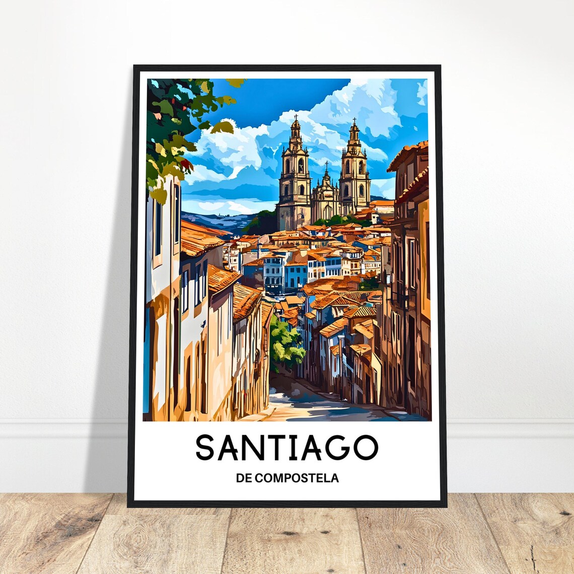 Santiago de Compostela Cathedral Old Town Galicia Spain Travel Poster