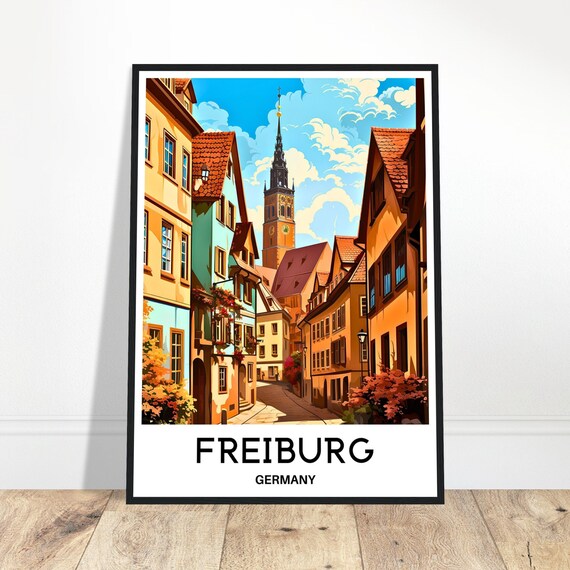 Freiburg Im Breisgau Travel Print Poster German Art Germany Lover Gift Wall Hanging Home Office Room Decor City Illustration