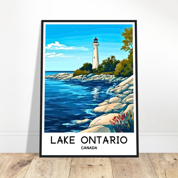 Lake Ontario Travel Print Poster Canadian Art Canada Lover Gift Wall Hanging Home Office Desk Room Decor Illustration