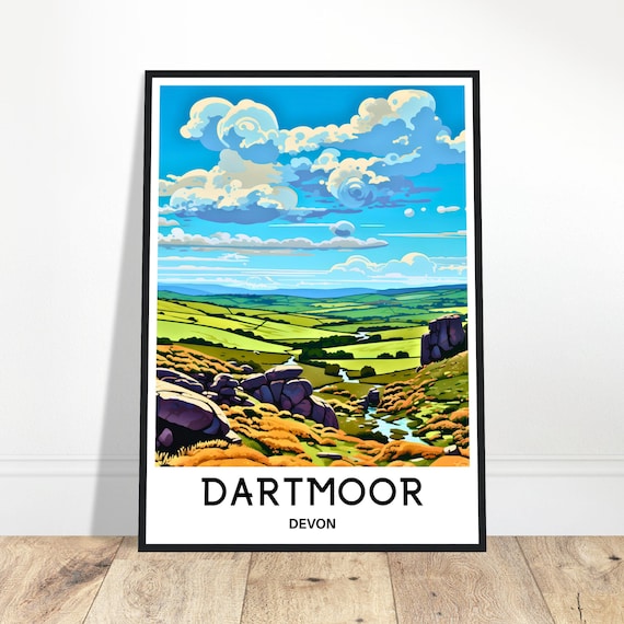 Dartmoor Devon Moorland Tors Rolling Hills England Travel Poster