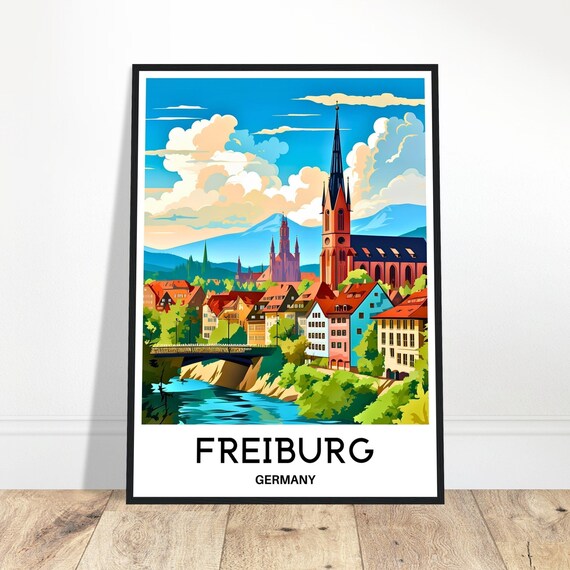 Freiburg Im Breisgau Travel Print Poster German Art Germany Lover Gift Wall Hanging Home Office Room Decor City Illustration