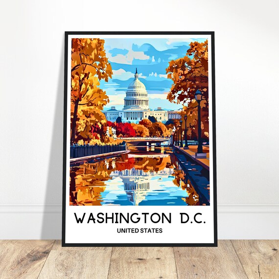 Washington Dc Travel Print Poster Art United States Lover Gift Wall Hanging Illustration Home Decor