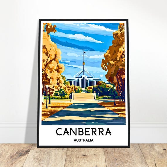 Canberra Travel Print Poster Australian Art Australia Lover Gift Wall Hanging Home Office Desk Decor City Illustration