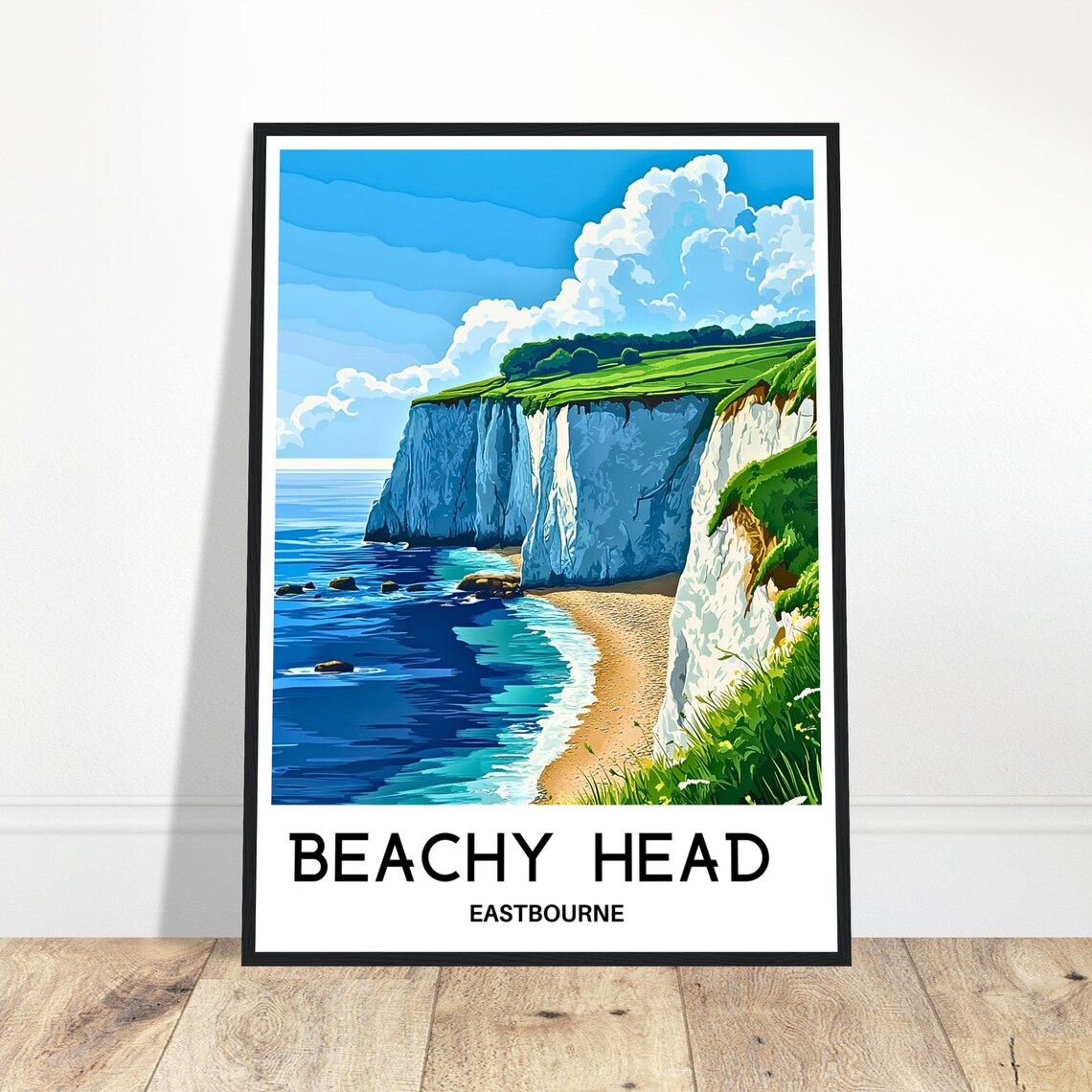 Beachy Head Eastbourne White Chalk Cliffs Coastal Travel Poster