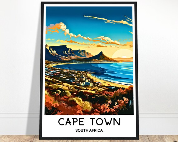 Cape Town Travel Poster Cape Town Travel Print Cape Town Art Print South Africa Travel Gift Cape Town South Africa Art Print Cape Town Gift