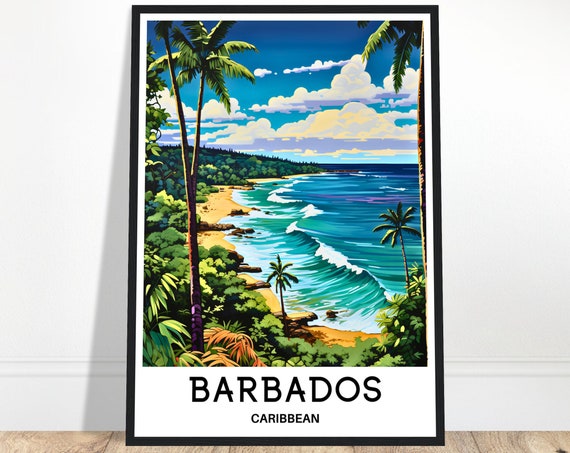Barbados Travel Poster Print Island Art Gift Wall Caribbean