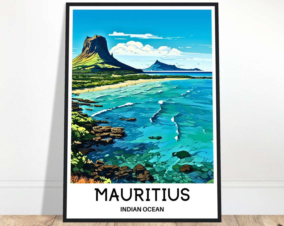 Mauritius Turquoise Lagoon Rocky Shore Beach Indian Ocean Poster