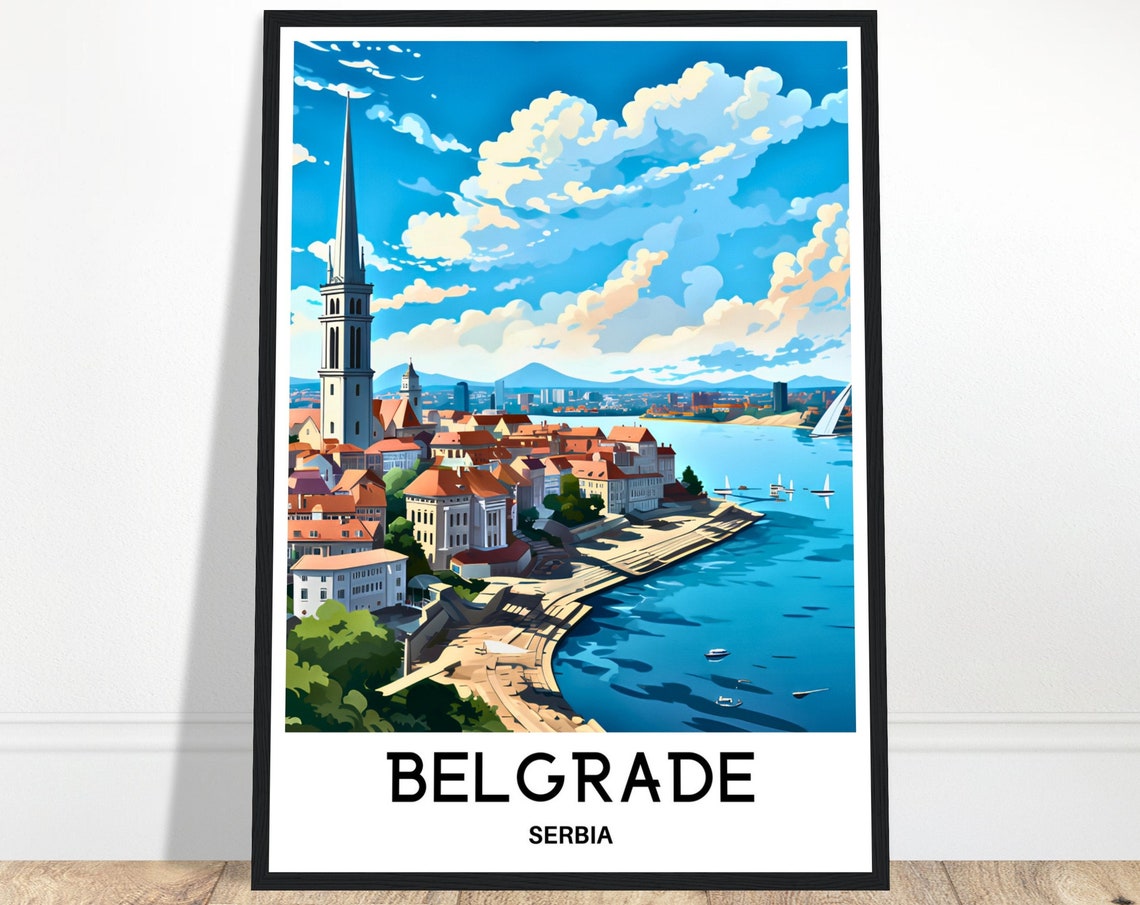 Belgrade Serbia Old Town Cathedral Spire River Promenade Poster