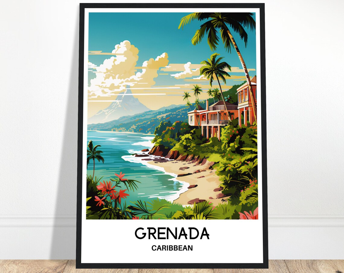 Grenada Travel Poster, Caribbean Art Print