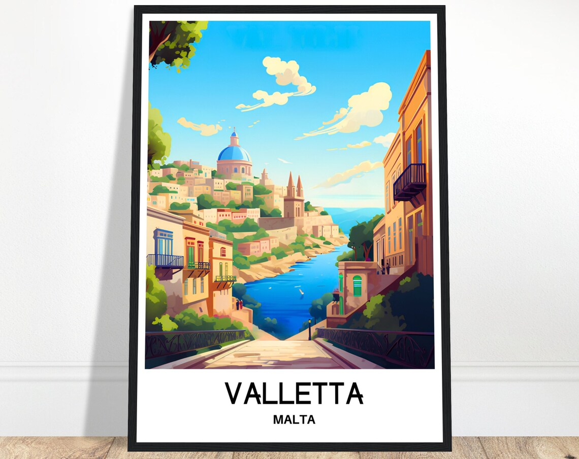 Valletta Malta Historic Sunlit Harbor Cityscape Travel Poster