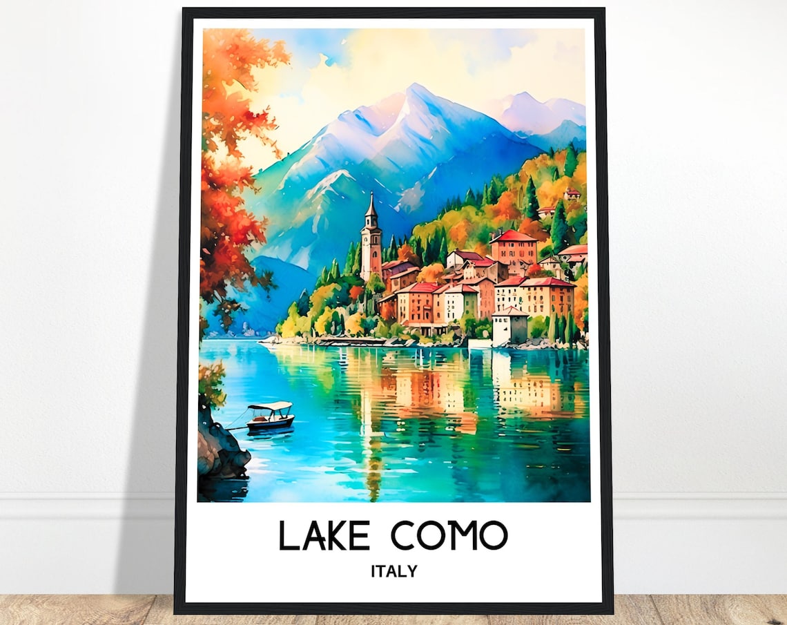 Lake Como Watercolor Print Lake Como Travel Poster Italian Art Print Italy Lover Gift Lake Como Watercolour Painting Illustration Print