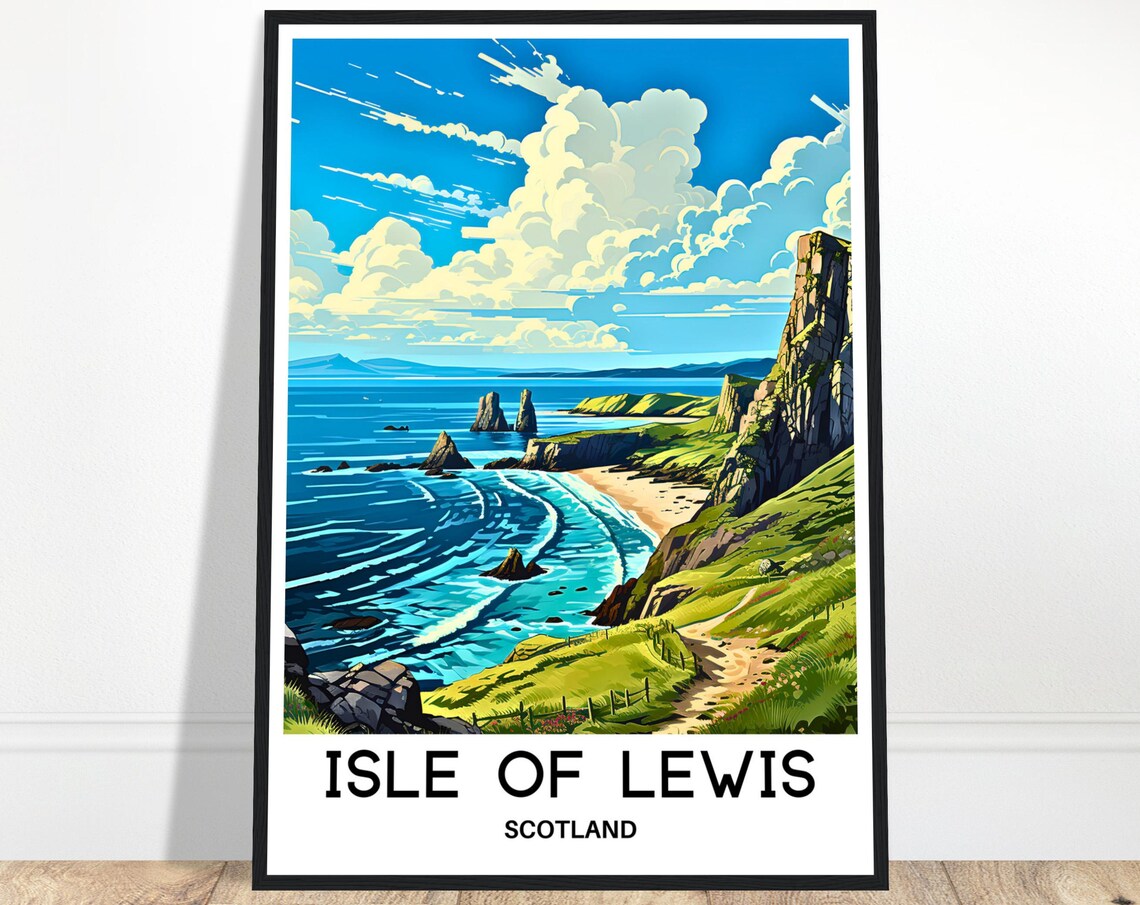 Isle of Lewis Rugged Sea Cliffs Coast Scotland Travel Poster