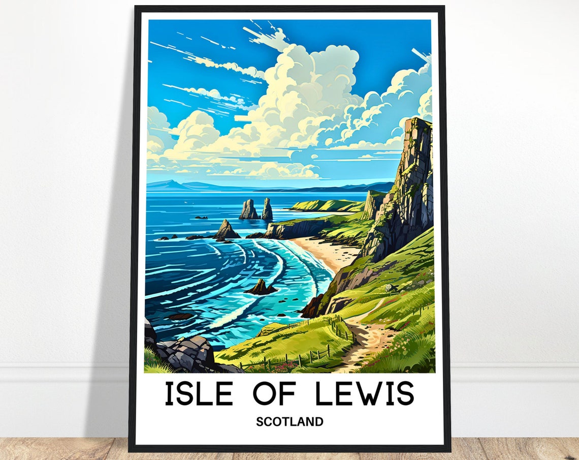 Isle Of Lewis Travel Print Isle Of Lewis Poster Scottish Art Print Scotland Lover Gift Wall Hanging Home Decor Isle Of Lewis Illustration