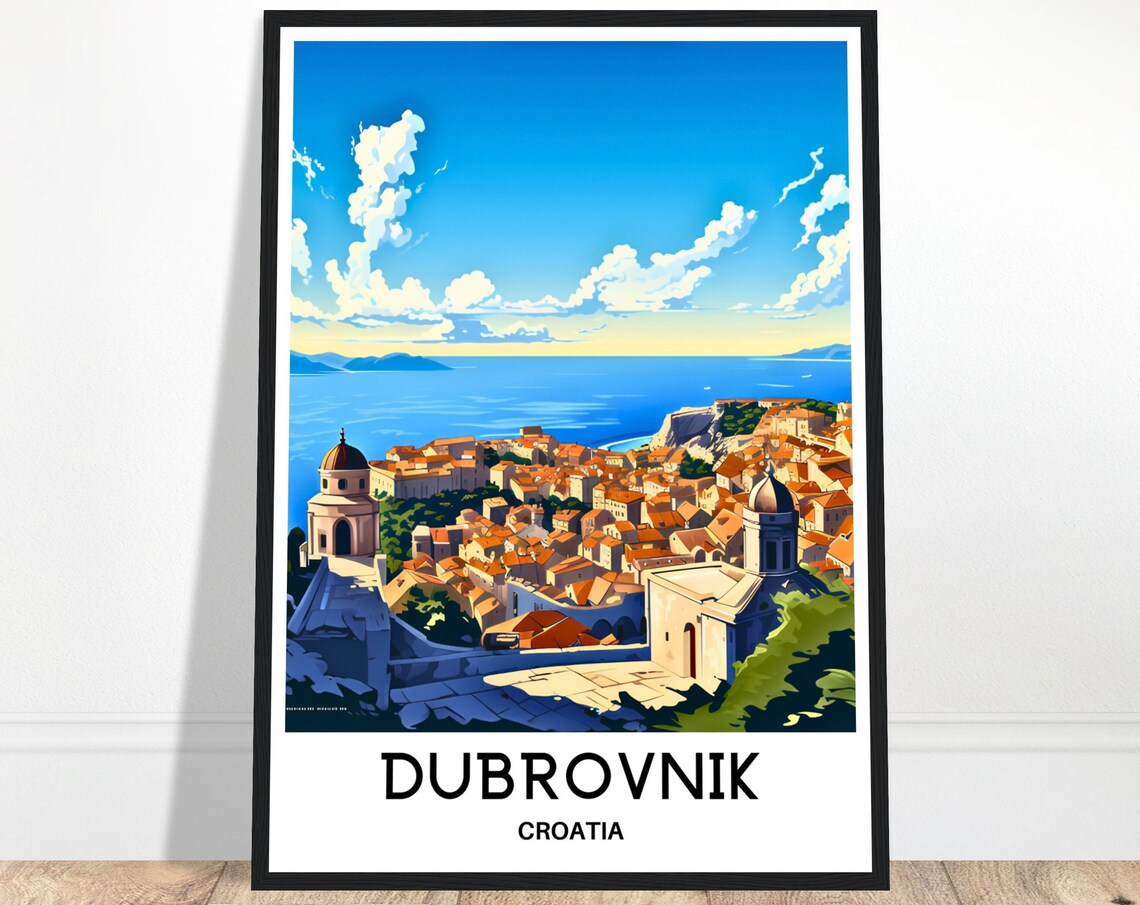 Dubrovnik Croatia Old Town Adriatic Coast Walled City Travel Poster