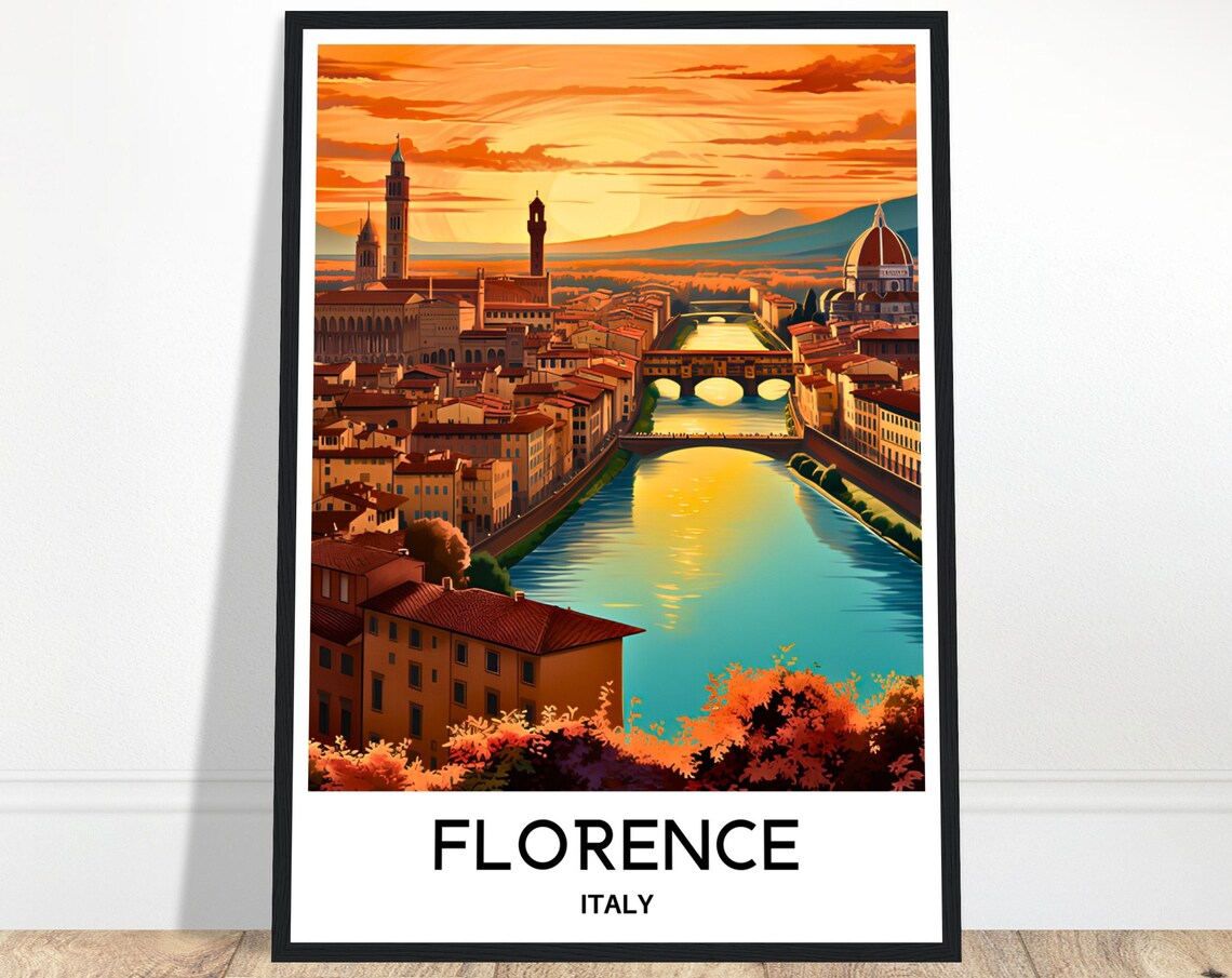 Florence Vintage Travel Poster, Italy Wall Art Print