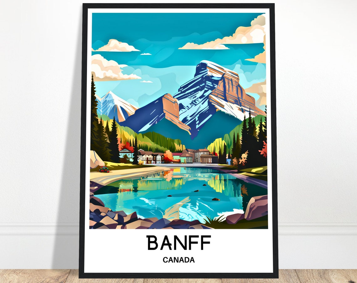 Banff Travel Poster Banff Travel Print Banff Art Print Banff Travel Gift Banff Lover Gift Banff Canada Print Banff Wall Art Banff Travel Art