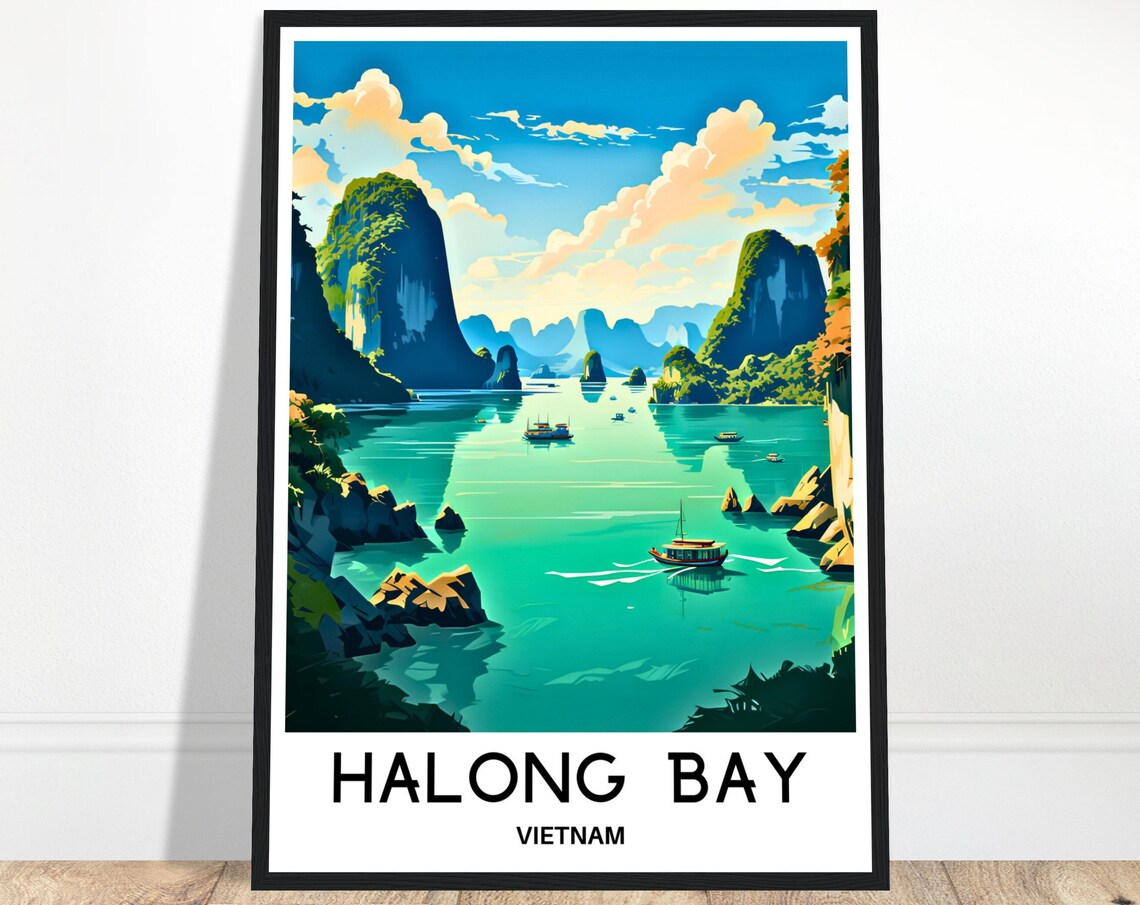 Ha Long Bay Vietnam Limestone Karsts Emerald Water Travel Poster