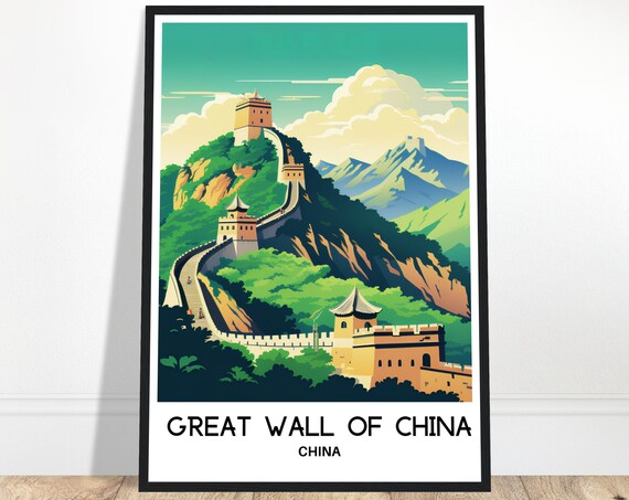 Great Wall Of China Travel Print Poster Chinese Art Lover Gift Hanging Home Office Desk Decor Illustration