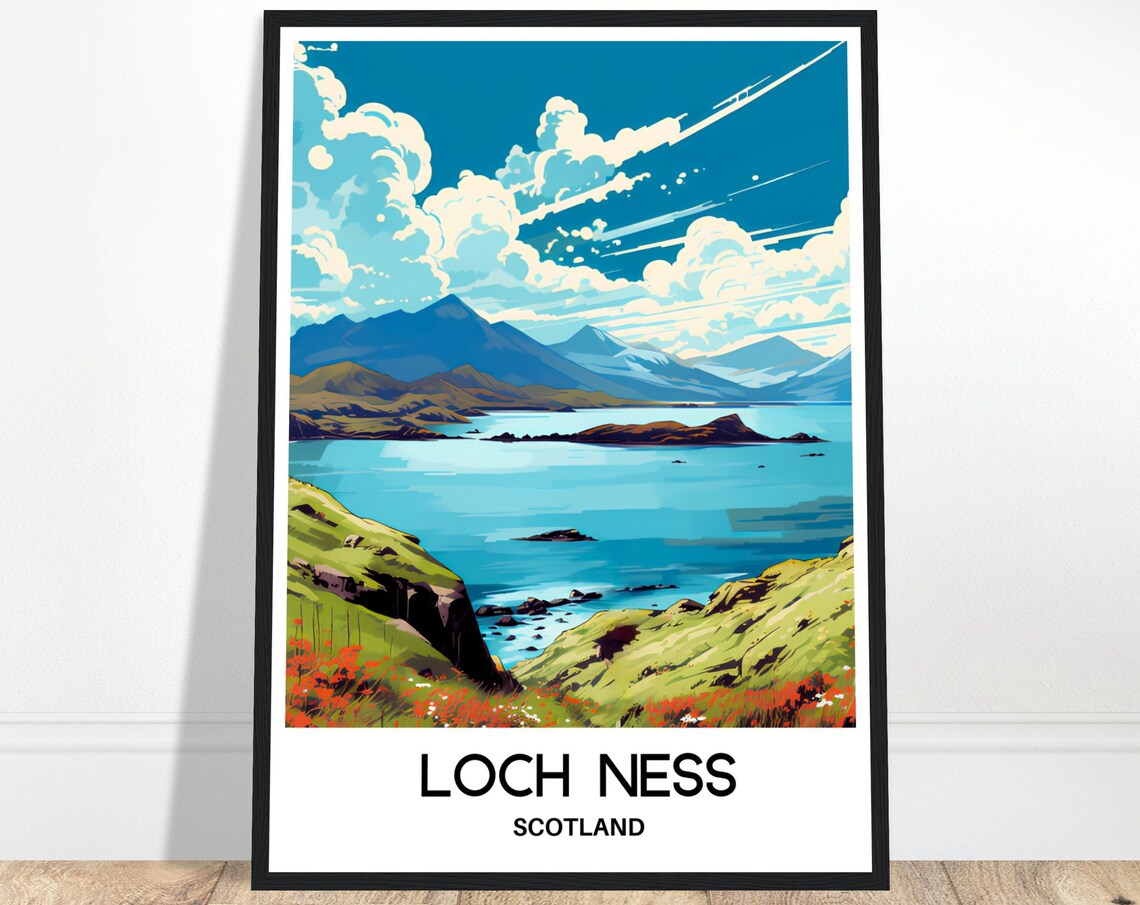 Beautiful Scenic Loch Ness Scotland Highland Lake Travel Poster
