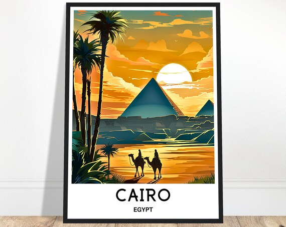 Cairo Travel Print Cairo Poster Egyptian Art Print Egypt Lover Gift Cairo City Wall Hanging Art Home Office Desk Decor Cairo Illustration