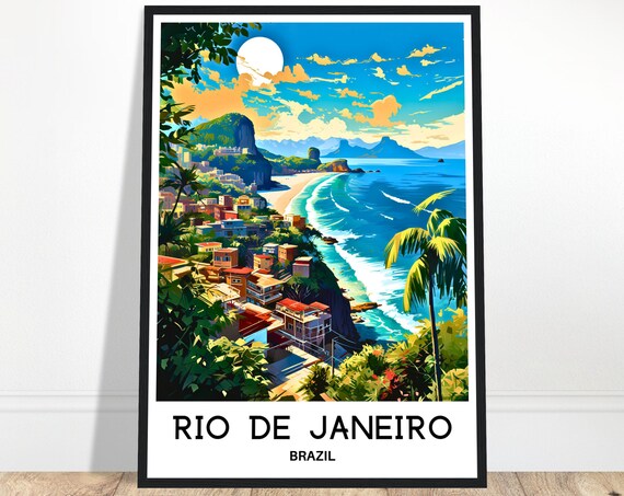 Rio de Janeiro Brazil Coastal City Beach Panorama Travel Poster